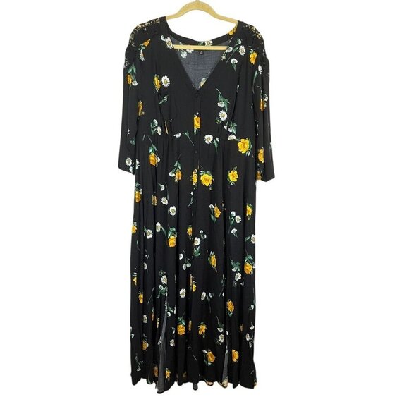 Torrid Dress 1X Black Floral Tropical Feminine Whimsygoth Lace 80s Retro Boho - Picture 1 of 16